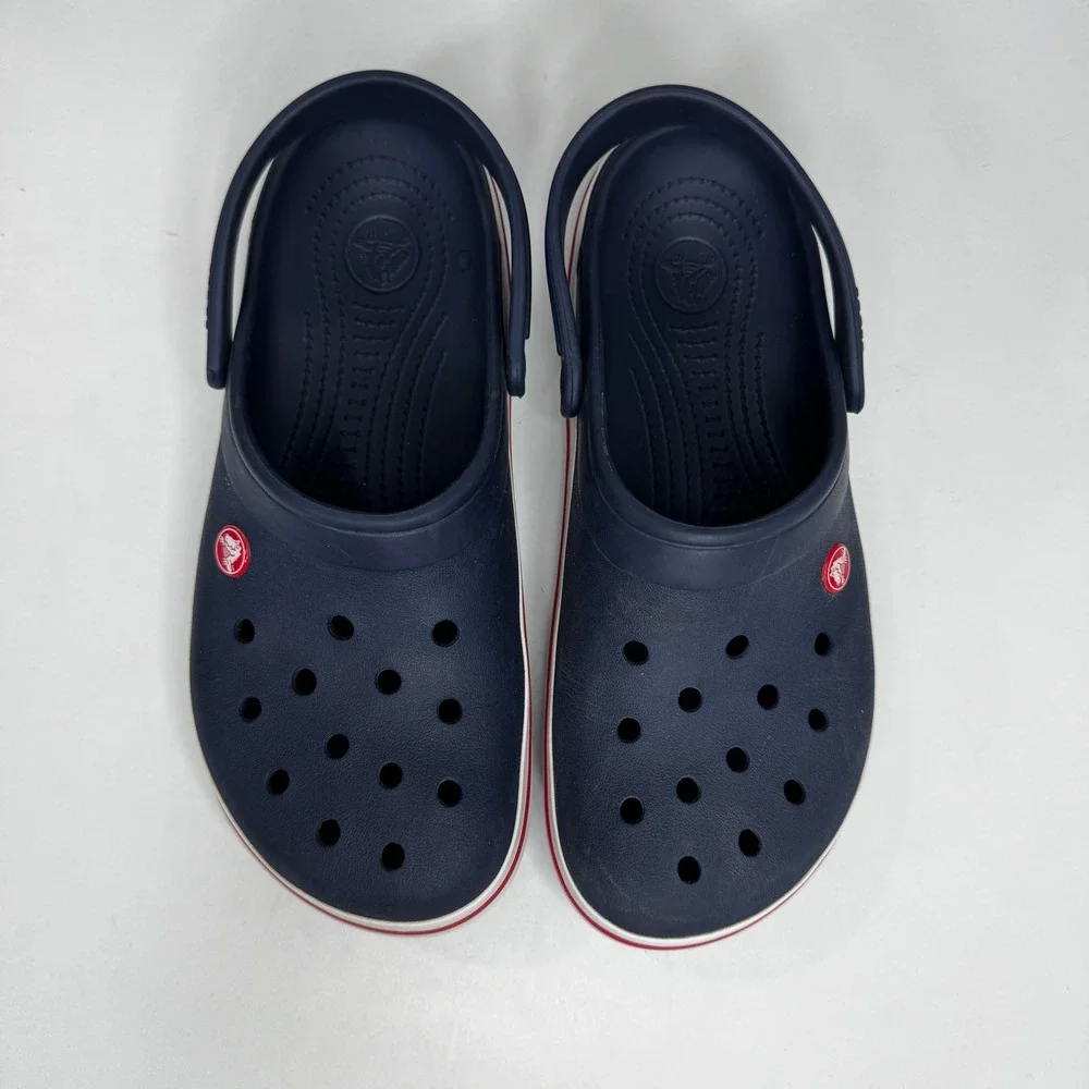 Crocs Crocband Clog Navy Red White Stripe Mens 9 Womens 11 11016-410 Beach